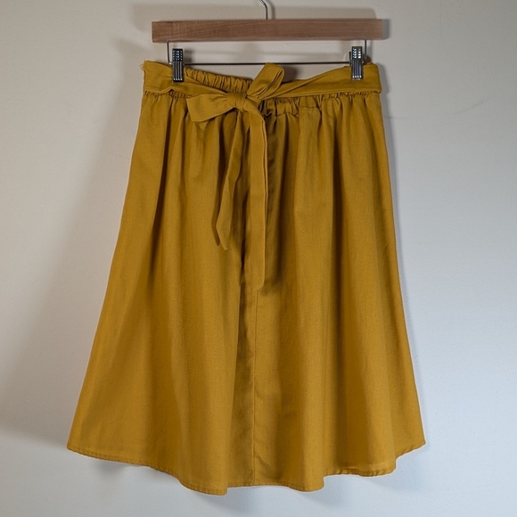See You Monday Mustard Button-Front Skirt - Size Large - Picture 2 of 5